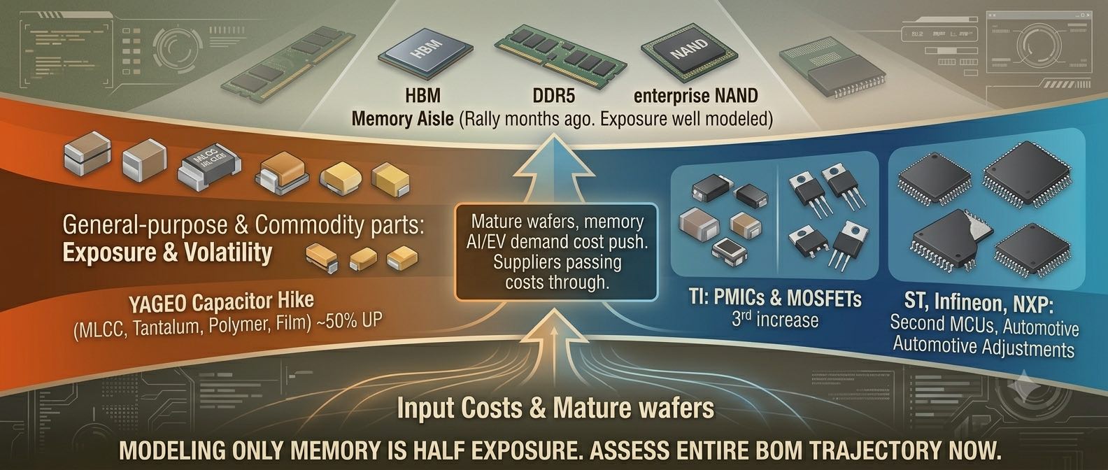 The Price Wave Just Left the Memory Aisle: Analog, MCU, Power and Passives Are All Repricing — and the "Cheap" Half of Your BOM Isn't Cheap Anymore