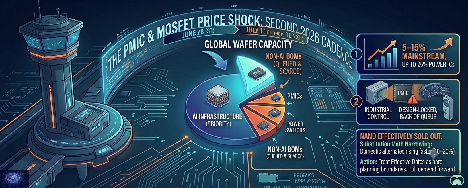 Analog and Power Majors Fire Their Second Hike of the Year This Week: ST on June 28, TI and Infineon on July 1 — What Spot Buyers Pull and What Windows They Hold