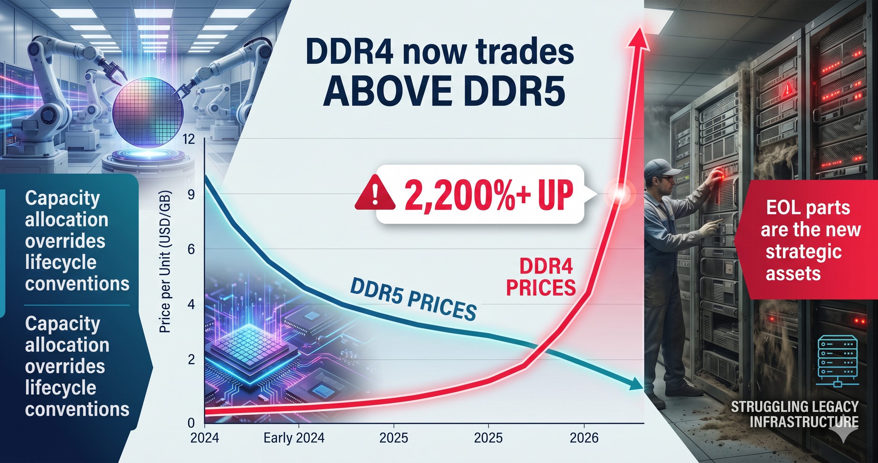 DDR4 Now Costs More Than DDR5: A Practical Sourcing Playbook for the EOL Price Inversion