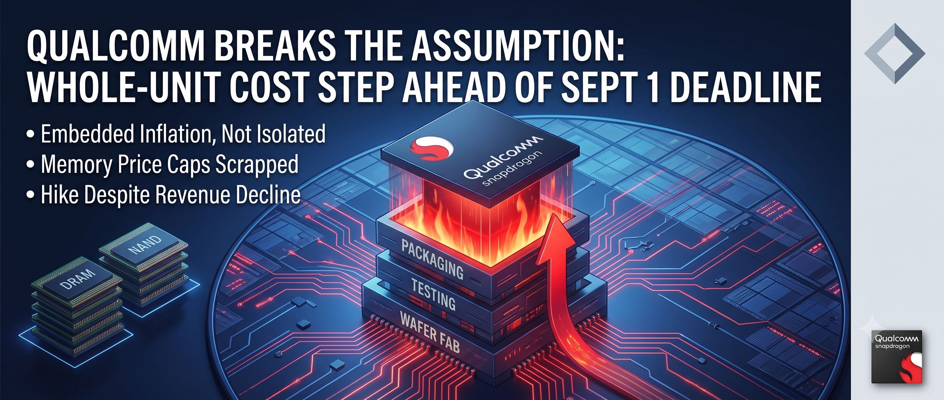 Qualcomm's Sept 1 Across-the-Board Hike: Memory Inflation Just Landed on Your SoC Quote — How Spot Buyers Should Read It