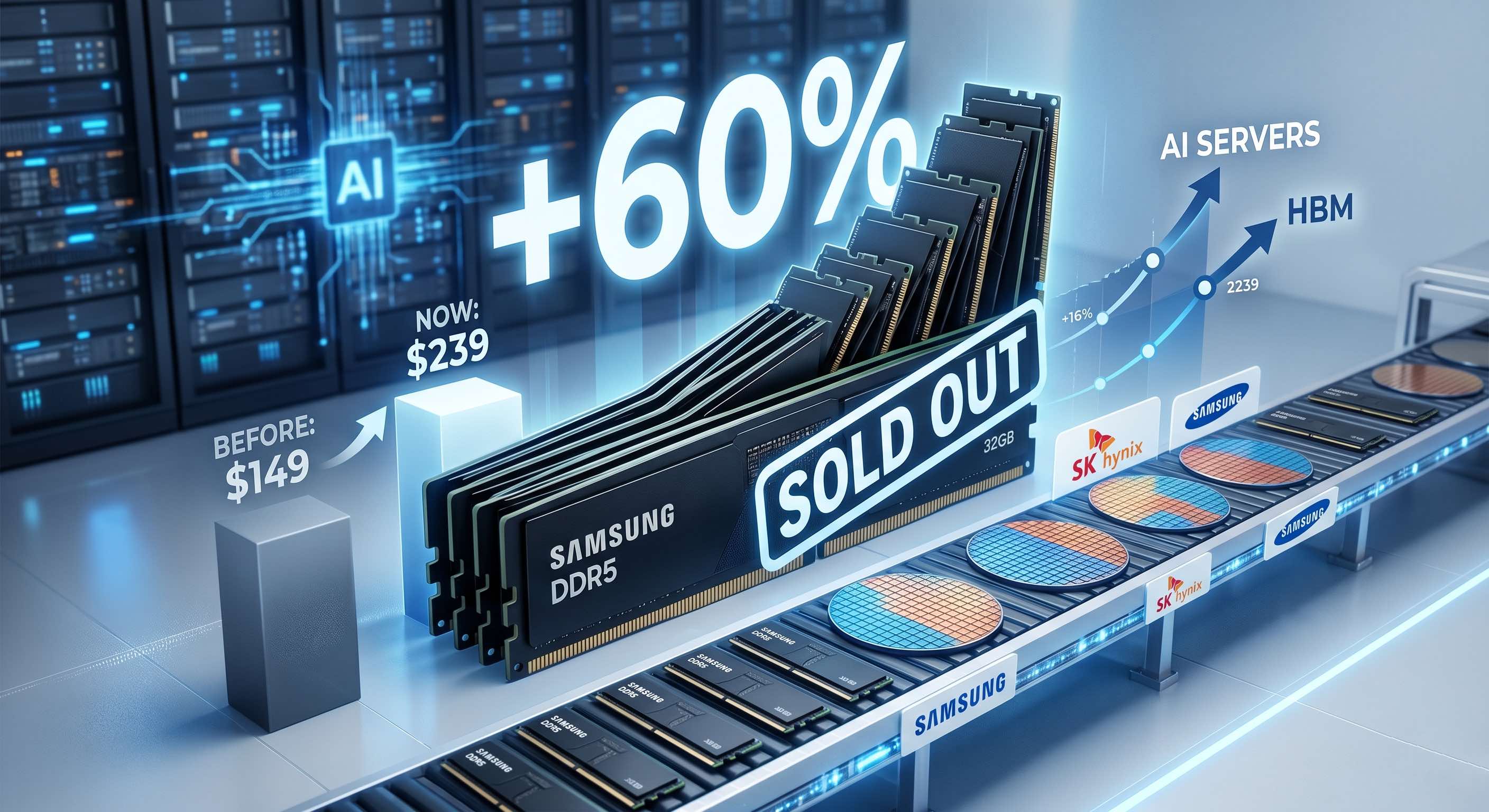 Samsung Lifts DDR5 Contract Prices Up to 60% as 2026 Memory Allocation Is Sold Out