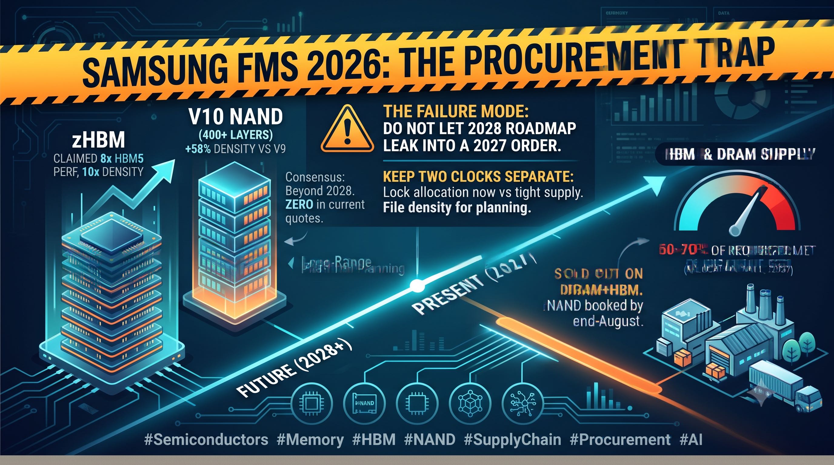 Samsung Just Dropped zHBM and 400-Layer V10 NAND at FMS 2026 — None of It Fixes Your 2027 Allocation