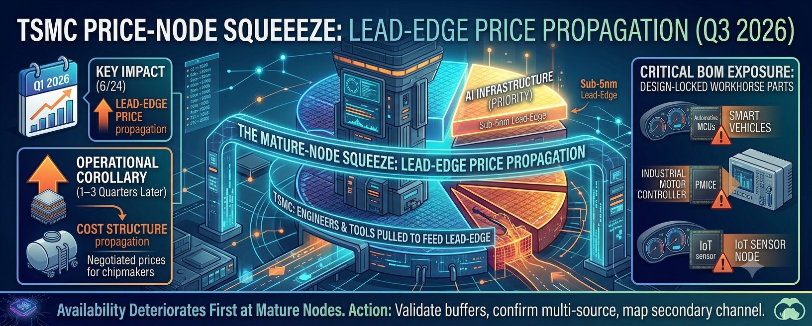 TSMC Just Hiked Every Node Below 7nm by 5–10% — But the Spot-Channel Signal Is in the Mature Capacity Being Pulled Away, Not the Leading Edge