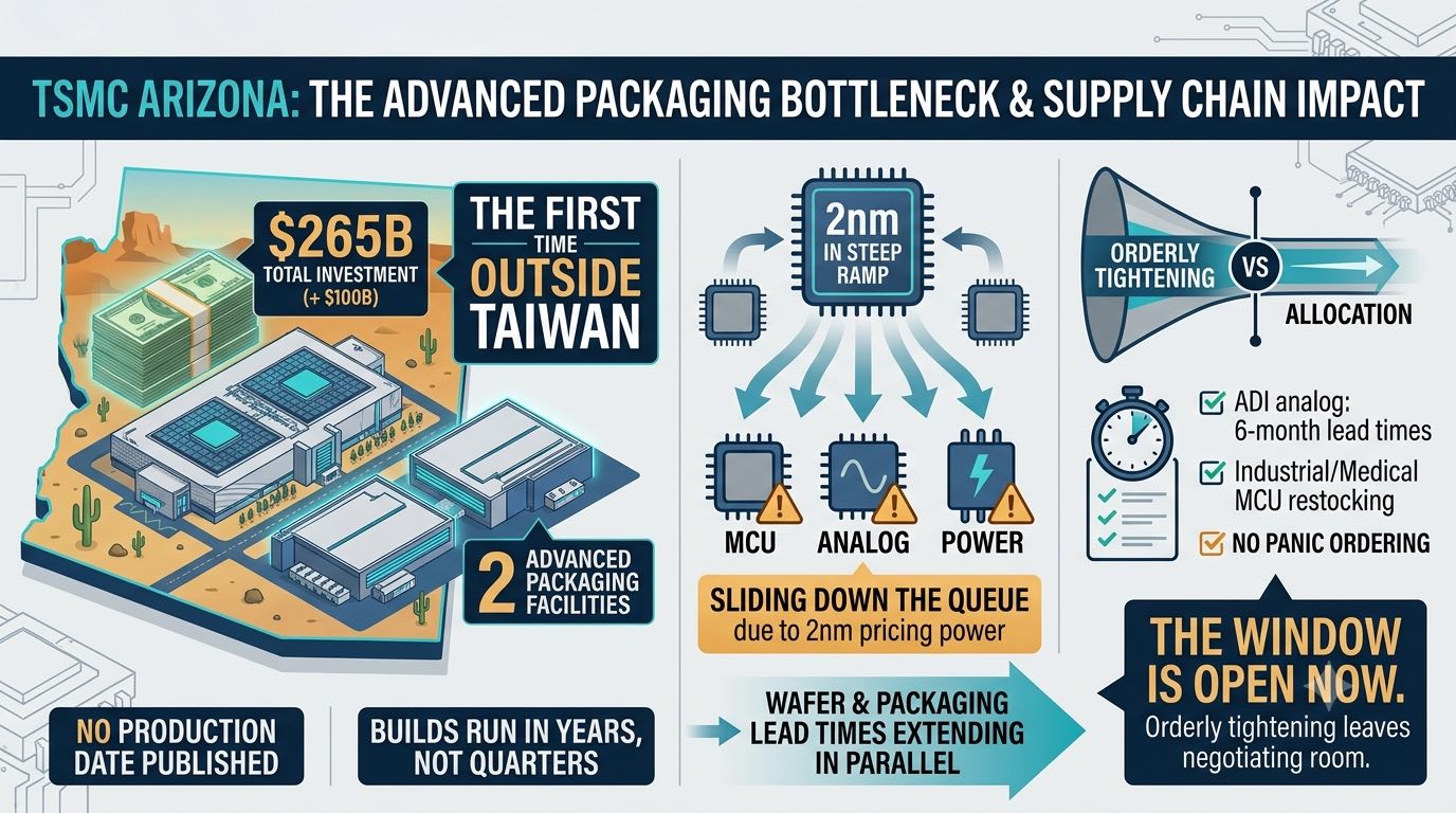 TSMC Is Putting Advanced Packaging in Arizona — and Not One Lead Time on Your Desk Gets Shorter Because of It
